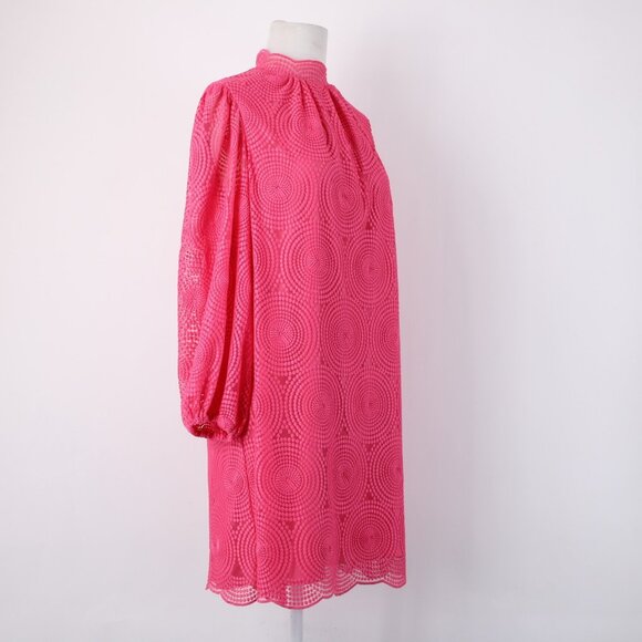 Trina Turk Dress Sz 6 Pink Collared Embroidered Lined Polyester Spandex Dress - Picture 7 of 14